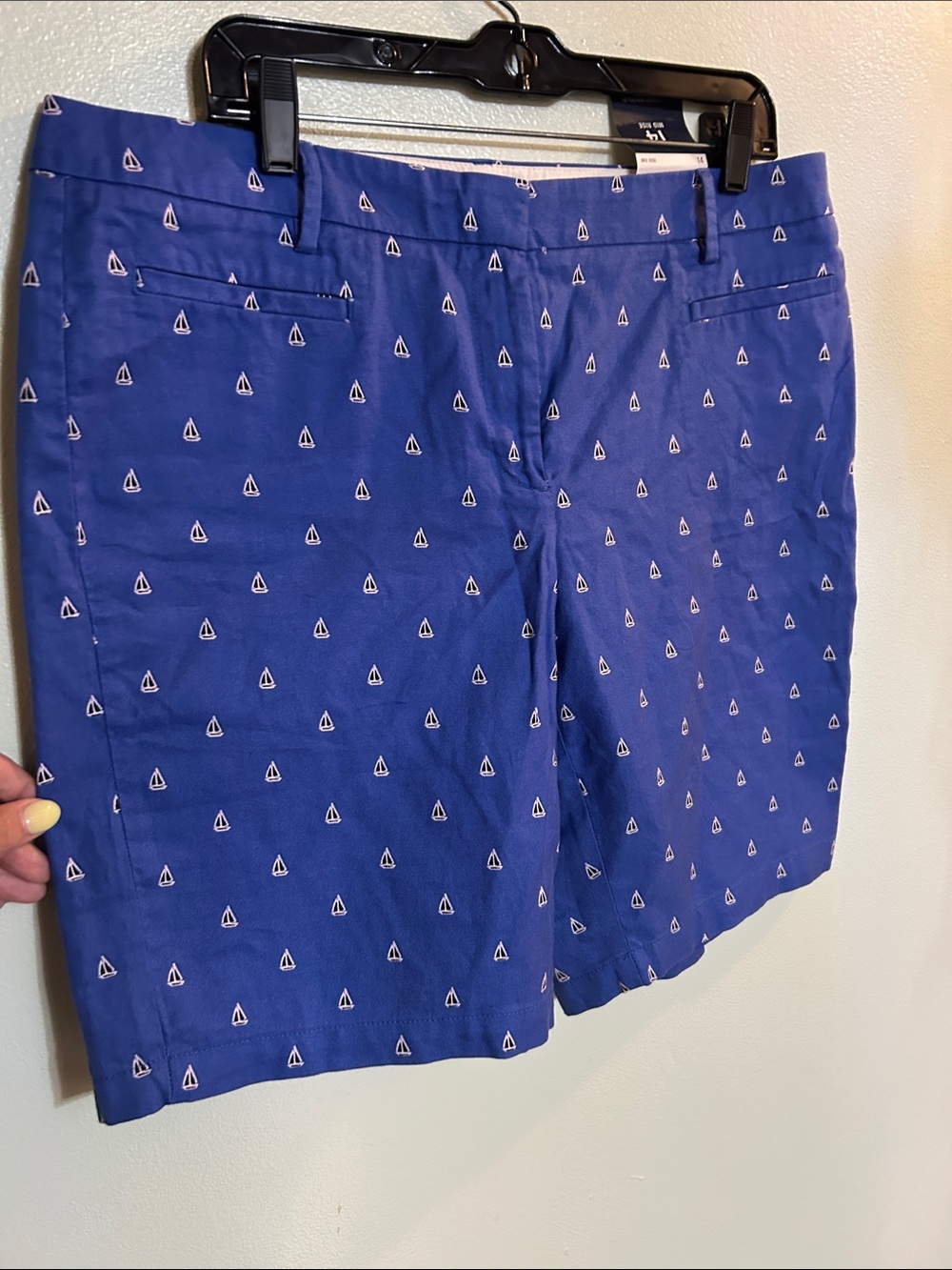 Lands' End Royal Blue Women's Bermuda Shorts with Sailboat Print